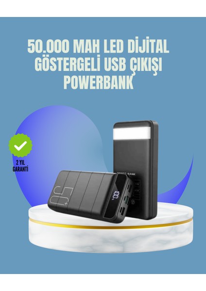 Tüm Cihazlarla Uyumlu 50.000 Mah Powerbank – Yüksek Kapasiteli, LED Gösterge ve Akıllı Koruma Fonksiyonlu