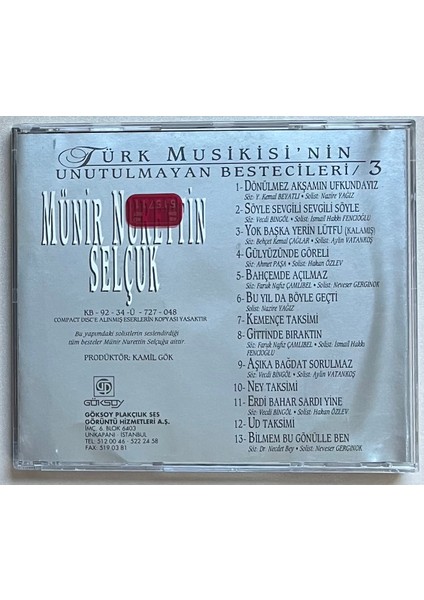 Münir Nurettin Selçuk 1900-1981 Unutulmayan Besteciler CD (Orijinal Dönem Baskı Cd) fiyatları