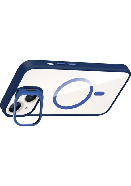 Apple iPhone 13 Remim Lensli Magsafe Standlı Kapak - Lacivert modelleri