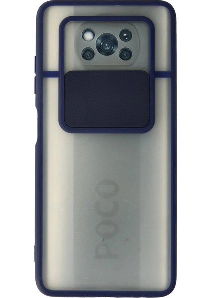 Xiaomi Pocophone X3 Kılıf Palm Buzlu Kamera Sürgülü Silikon - Lacivert