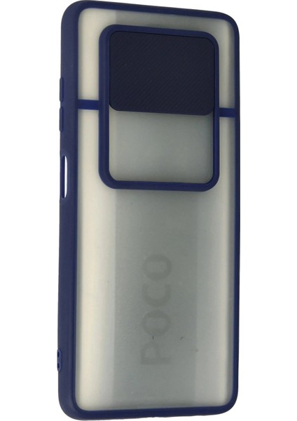 Xiaomi Pocophone X3 Kılıf Palm Buzlu Kamera Sürgülü Silikon - Lacivert modelleri