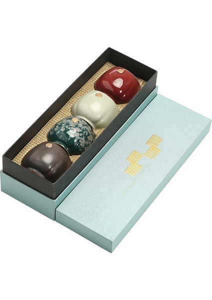 Japon Stil Fırın Değişken Çay Bardağı Seti, 4 Adet Seramik Kung Fu Çay Seti, Tek Fincan, Master Kupası, Kişisel Kupası Teaware Hediye Kutusu | Teaware Setleri (Yurt Dışından)