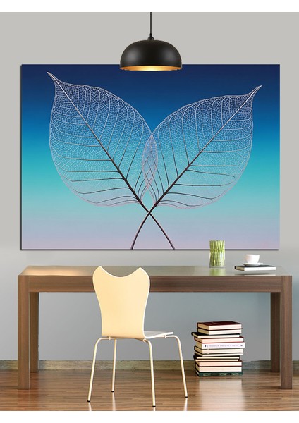 Şeffaf Yaprak Ince Damarlar Dekoratif Kanvas - Mdf Ahşap Tablo