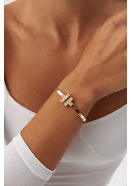 14 Ayar Altın Taşlı T Kelepçe fiyatları