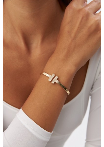 14 Ayar Altın Taşlı T Kelepçe fırsatları