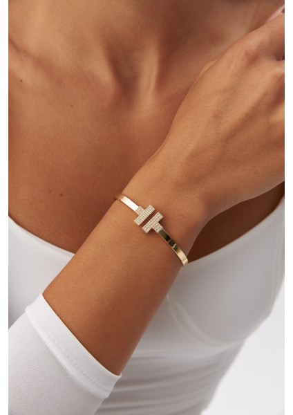 14 Ayar Altın Taşlı T Kelepçe indirimleri