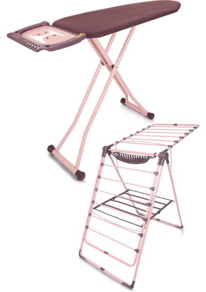 Silvia Ütü Masası İronika Kalın Borulu Kurutmalık Set Mürdüm