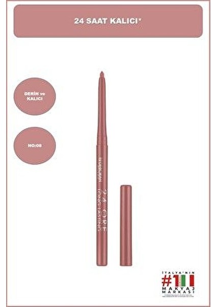 Milano 24 Ore Long Lasting Dudak Kalemi No:8 Pürüzsüz Uygulama 1 Adet fiyatları