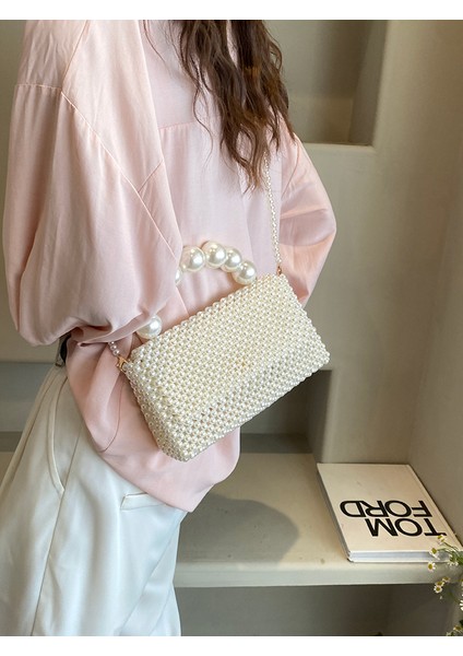 Büyük Boy Parlak Inci Çanta El ve Kol Askılı