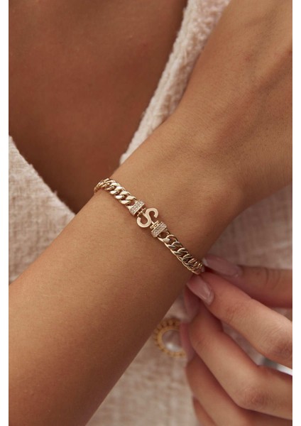 14 Ayar Altın Gurmet Zincir Harf Bileklik fırsatları