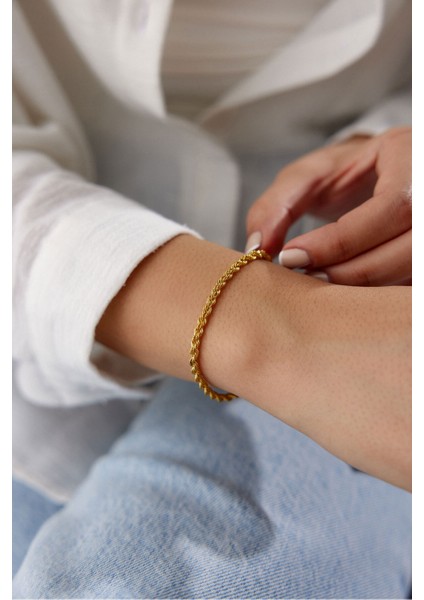 14 Ayar Altın Halat Burgu Bileklik Kalın