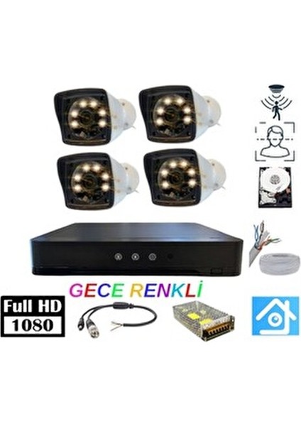 Güvenlik Kamerası Seti 4 Kameralı 5MP 1080P HD Gece Görüşü ile 320 GB Harddisk Dahil indirimleri