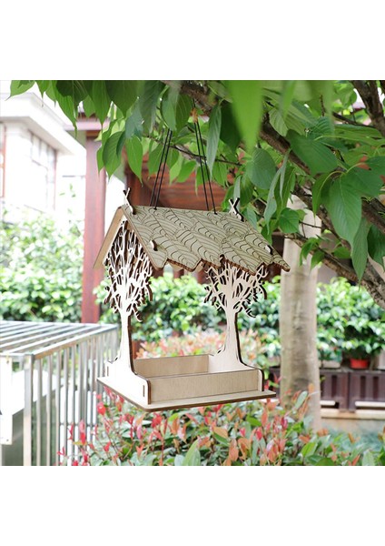 Ahşap Kuş Besleyici Asma Bir Başlı Bahça Bahçe Dekoru Çatı Kuş Besleyiciler B&#39;nin Dışında (Yurt Dışından) modelleri