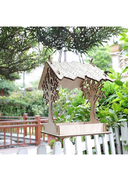 Ahşap Kuş Besleyici Asma Bir Başlı Bahça Bahçe Dekoru Çatı Kuş Besleyiciler B&#39;nin Dışında (Yurt Dışından) fırsatları