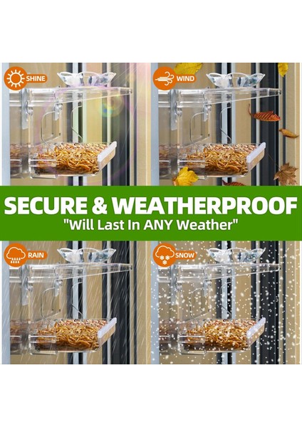 Işaretsiz Kendi Kendine Yapışkan Kancaları Olan Pencere Kuş Besleyici, Dışarıda Temiz Pencere Kuş Besleyici, Şeffaf Kuş Evi (Yurt Dışından) fiyatları