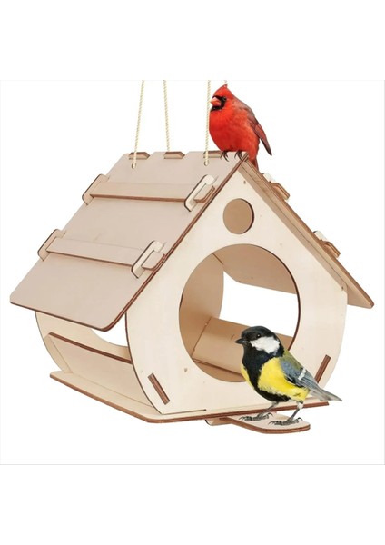 Asılı Kuş Besleyici Dıy Montajlı Bahçe Dekorasyonu Açık Iç Mekan Kuş Kafesi Bahçe Kolye Kuş Evi (Yurt Dışından)