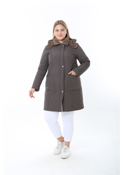 Ithal Yumuşak Kürklü Mont, Büyük Beden , Tavşan Tüylü Kaban, Su Itici Mont,kapitone Mont,diz Üstü