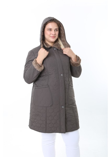 Ithal Yumuşak Kürklü Mont, Büyük Beden , Tavşan Tüylü Kaban, Su Itici Mont,kapitone Mont,diz Üstü