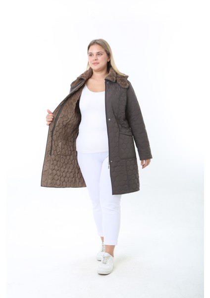 Ithal Yumuşak Kürklü Mont, Büyük Beden , Tavşan Tüylü Kaban, Su Itici Mont,kapitone Mont,diz Üstü