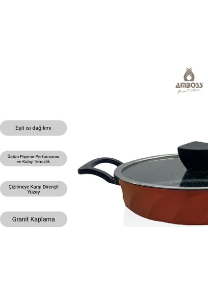 Vento 6 Parça Cam Kapaklı Döküm Sahan Omlet Seti (Kırmızı) modelleri