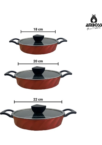 Vento 6 Parça Cam Kapaklı Döküm Sahan Omlet Seti (Kırmızı) indirimleri