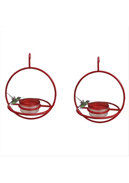 Dairesel Asma Kuş Besleyici, Metal Çerçeveli Kırmızı Plastik Kase ile Istiflenebilir Asma Humming Kuş Besleyici 2 Pcs (Yurt Dışından)