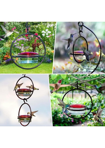 Dairesel Asma Kuş Besleyici, Metal Çerçeveli Kırmızı Plastik Kase ile Istiflenebilir Asma Humming Kuş Besleyici 2 Pcs (Yurt Dışından) modelleri