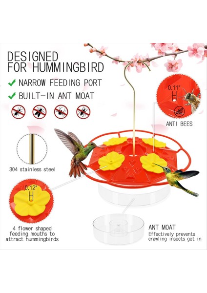 Açık Havada Asılı Karınca ve Arı Kanıtı Için Kuş Besleyicileri, 20 Besleme Portu, Levrek ve Yerleşik Karınca Hendek, Sızıntı Geçirmez (Yurt Dışından) indirimleri