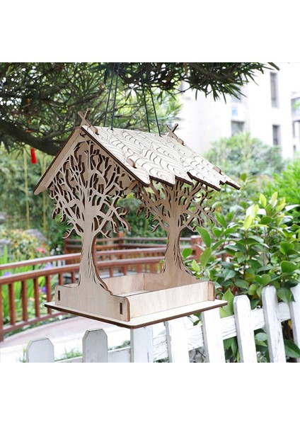 Ahşap Kuş Besleyici Asılı Bir Başlı Bahça Bahçe Dekoru Çatı Kuş Besleyiciler A Dışarıda (Yurt Dışından) indirimleri