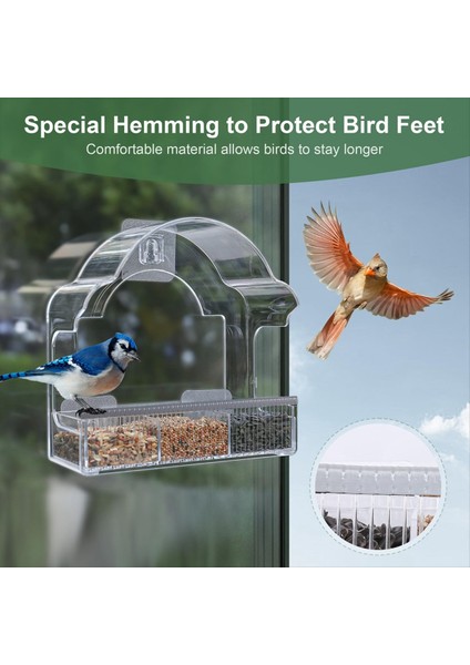 3 Güçlü Yapıştırıcı, Şeffaf Akrilik Kuş Evi ile Dış Şeffaf Kuş Pencere Besleyici Için Pencere Kuş Besleyicileri (Yurt Dışından) fiyatları