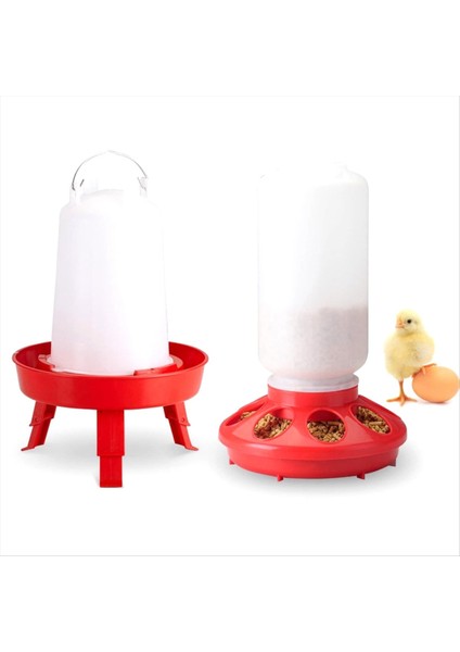 Üst Dolduran Civciv Besleyici ve Waterer Kit, Civciv Besleyici ve Waterer 3 Tems ile Civcivler Için Ayarlanabilir Bacaklar Kırmızı (Yurt Dışından)