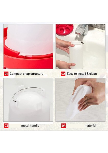 Üst Dolduran Civciv Besleyici ve Waterer Kit, Civciv Besleyici ve Waterer 3 Tems ile Civcivler Için Ayarlanabilir Bacaklar Kırmızı (Yurt Dışından) modelleri