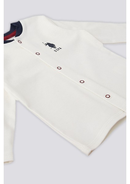 Krem Çıtçıtlı Uspa Desen Bebek 3'lü Takım