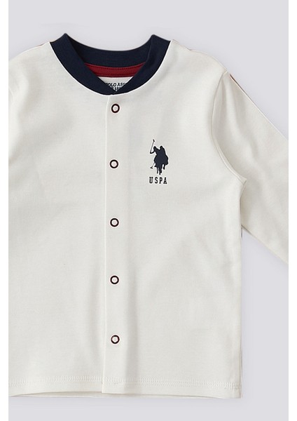 Krem Çıtçıtlı Uspa Desen Bebek 3'lü Takım