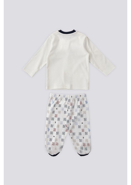 Krem Çıtçıtlı Uspa Desen Bebek 3'lü Takım