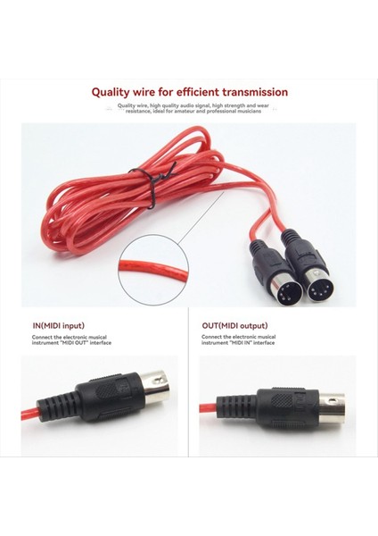 Mıdı Uzatma Kablosu 5pin Erkek - Erkek Piyano Gitar Enstrüman Pc Kablosu 0.3m (Yurt Dışından) fırsatları