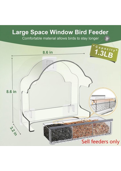 Dışarı için pencere kuş besleyicileri, 3 güçlü yapıştırıcı tabakası ile temiz kuş pencere besleyici, şeffaf akrilik kuş evi A (Yurt Dışından) modelleri