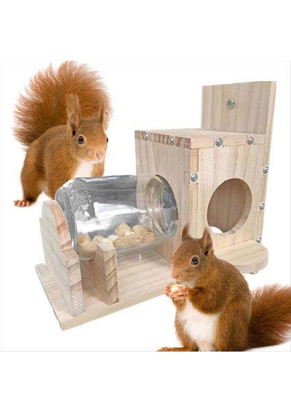 Sincap Besleme Kutusu Dayanıklı Gıda Kabı Ahşap Sincap Evcil Hayvan Gıda Depolama Aletleri Sincap Kuş Besleyici (Yurt Dışından) fiyatları