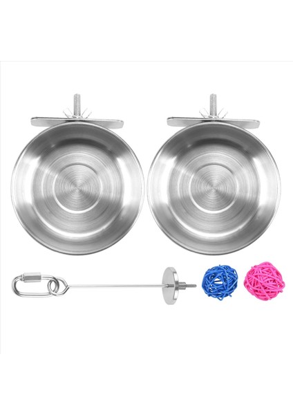 5 Pack Paslanmaz Çelik Kuş Besleyici Set Besleme Besleme Bardakları Gıda Su Kaseleri Kuş Yemek Tutucu Kafesler Için Küçük Hayvanlar (Yurt Dışından)