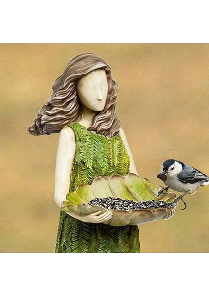 Peri Masalı Kız Kuş Besleyici Bahçe Heykel Süsü Reçine El Sanatları Açık Bahçe Heykeli (Yurt Dışından) fırsatları