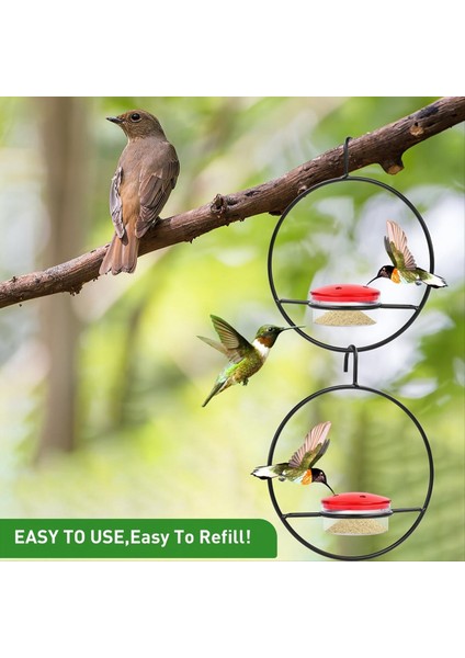 Dairesel Asma Kuş Besleyici, Metal Çerçeveli Kırmızı Plastik Kase ile Istiflenebilir Asma Humming Kuş Besleyici 1 Pcs (Yurt Dışından) indirimleri