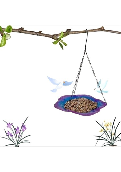 Metal Asılı Kuş Banyo Tepsisi Açık Havada Bahçe Dekoru Asılı Kase Kuşu Besleyici Çiçek Tasarım Plakası Kuş Besleyici (Yurt Dışından) modelleri
