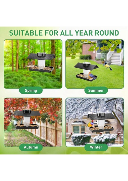 Açık Kapalı Kuş Besleyici Büyük Kapasiteli Kuş Besleyici Bahçe Veranda Dekor Geri Çekilebilir Kuş Besleyici (Yurt Dışından)