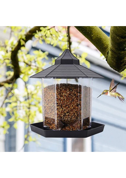 Panorama Kuş Besleyici, Bahçe Bahçesi Dekorasyonu Için Çatı Asılı Kuş Besleyici ile Hexagon Hexagon (Gri) (Yurt Dışından) fiyatları