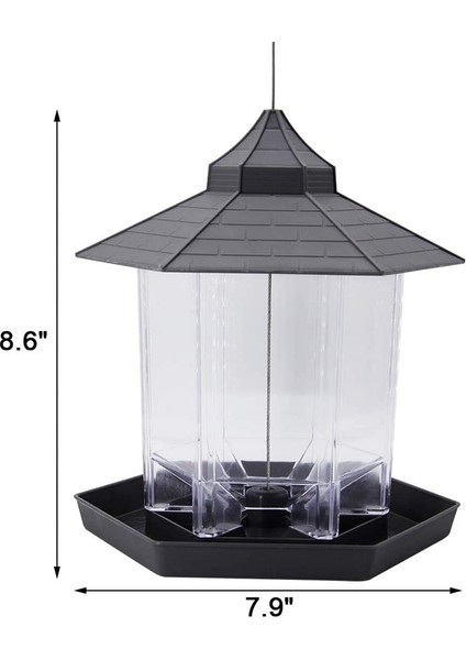 Panorama Kuş Besleyici, Bahçe Bahçesi Dekorasyonu Için Çatı Asılı Kuş Besleyici ile Hexagon Hexagon (Gri) (Yurt Dışından) indirimleri