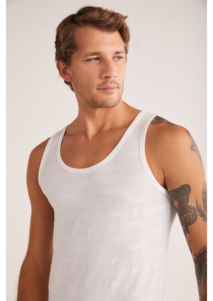 Anka Erkek Kalın Askılı Modal Jakar Desen Atlet