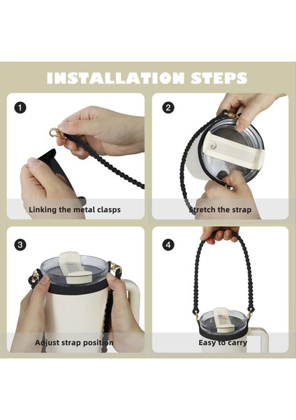 Yumuşak ve Dayanıklı Su Şişesi Tutucu, Askı, Kordon, Kayışlı Taşıyıcı - Çoğu 8-40 Oz Su Şişesine, Siyah (Yurt Dışından) indirimleri