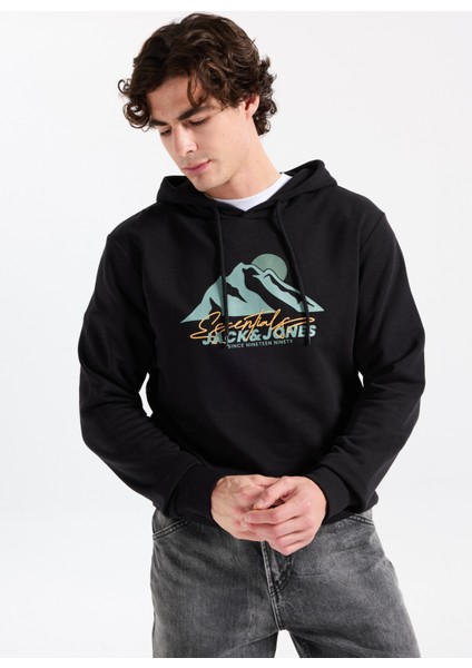 Kapüşon Yaka Siyah Erkek Sweatshırt 12278626_JJSUN Sweat Hood