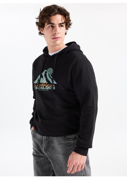 Kapüşon Yaka Siyah Erkek Sweatshırt 12278626_JJSUN Sweat Hood modelleri