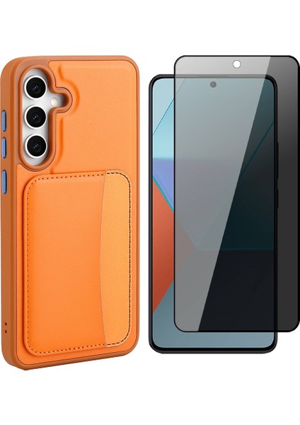 Samsung Galaxy S25 Fe Kılıf Kartlıklı Zore X-Kart Silikon Kapak + Hayalet Cam Ekran Koruyucu